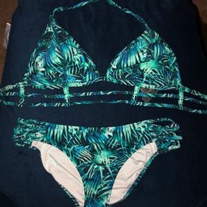 Leafy print bathing suit